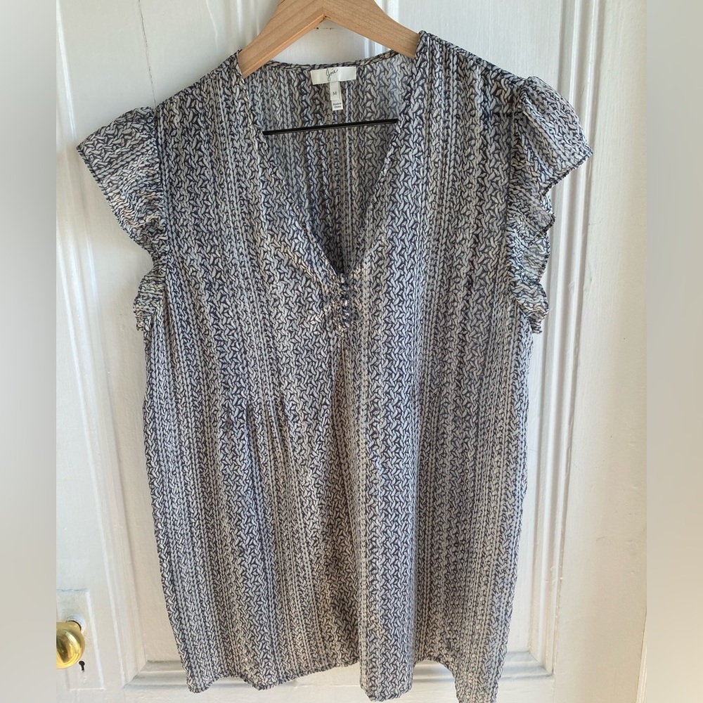 Joie Macy B Silk Blouse in Grey Sz M